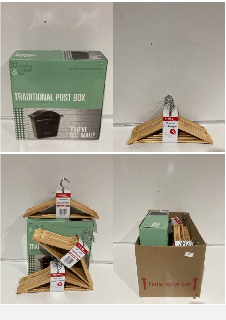 A BOX OF ASSORTED ITEMS TO INCLUDE TRADITIONAL POST BOX