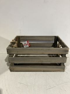 2X MARKO HOMEWARES RUSTIC BROWN WOODEN CRATE