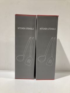 A BOX TO INCLUDE KITCHEN UTENSILS SET BLUE RRP £180