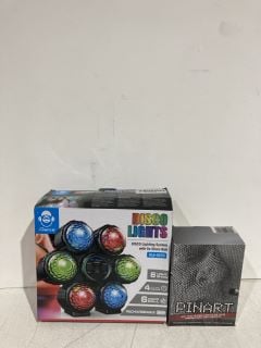 A BOX OF ASSORTED ITEMS TO INCLUDE DISCO LIGHTING SYSTEM WITH 6X DISCO BALL