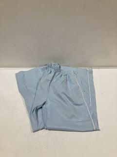 A BOX TO INCLUDE LIGHT BLUE POLYESTER TRACKSUIT TROUSERS M