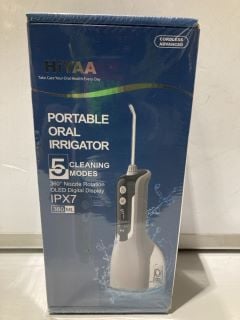 BOX OF HIYAA PORTABLE ORAL IRRIGATORS WITH 5 CLEANING MODES & OLED DISPLAY