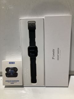 BOX OF ELECTRONICS & ACCESSORIES TO INCLUDE LETSFIT SMART WATCH WITH BLOOD OXYGEN TRACKER