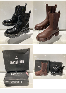 MISSGUIDED BLACK SOLE STITCHING LACE UP BOOT SIZE 8 & MISSGUIDED CHOCOLATE CHUNKY PULL ON ANKLE BOOT SIZE 8