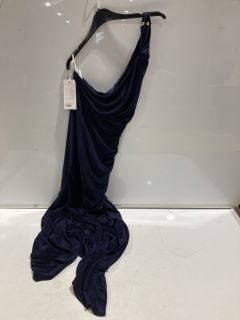 BOX OF PREMIUM DESIGNER APPAREL TO INCLUDE FOREVER UNIQUE NAVY LONG DRESS SIZE 8