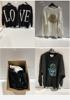 BOX OF PREMIUM DESIGNER APPAREL TO INCLUDE FOREVER UNIQUE PINK JUMPER SIZE O/S