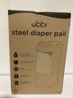 UBBI STEEL DIAPER ODOR LOCKING NAPPY DISPOSAL WHITE RRP £79.99