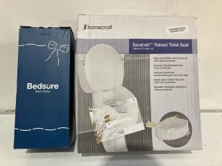 ITEMS TO INCLUDE BEDSURE ESSENTIALS FLEECE BLANKET, 160536 CRAFT SAVANAH RAISED TOILET SEAT WITH LID 100MM