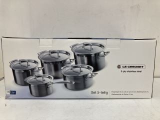 LE CREUSET TRI PLY 5PCS STAINLESS STEEL HARDWARE SET RRP £541.24