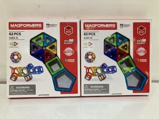 BOX TO INCLUDE MAGFORMERS MAGNETIC CONSTRUCTION SET FOR BRAIN DEVELOPMENT AGES 3+ 64PCS