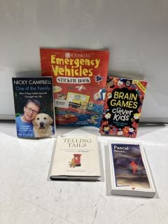 BOX OF ASSORTED ITEMS TO INCLUDE BUSY BOOKS FOR YOUNG MINDS 14 ACTIVITES