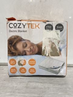 BOX OF ASSORTED ITEMS INCLUDE COZYTEK ELECTRIC BLANKET