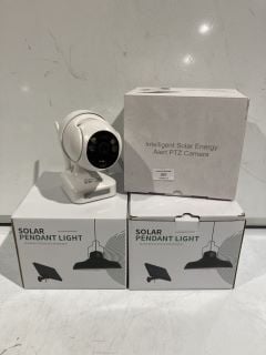 3 X ITEMS TO INCLUDE INTELLIGENT SOLAR ENERGY ALERT PTZ CAMERA