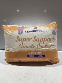 BOX OF ITEMS TO INCLUDE SLUMBERDOWN SUPER SUPPORT CLIMATE CONTROL 2 PILLOWS