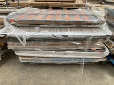 PALLET INCLUDING A VARIETY OF BED BASES, UPHOLSTERED BASES AND HEADBOARDS (MAY BE BROKEN OR INCOMPLETE).