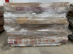 PALLET OF ASSORTED FURNITURE INCLUDING REVERSIBLE DESK (MAY BE BROKEN OR INCOMPLETE).