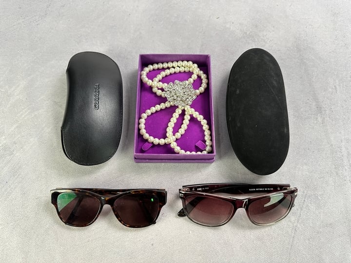 2 Pairs Of Sunglasses Strom ELEOS REF:9ST369-2 , Rochas REF:RO9608C And Faux Pearl Crystal Bracelet (VAT ONLY PAYABLE ON BUYERS PREMIUM) (NN045666-NN023049/22)