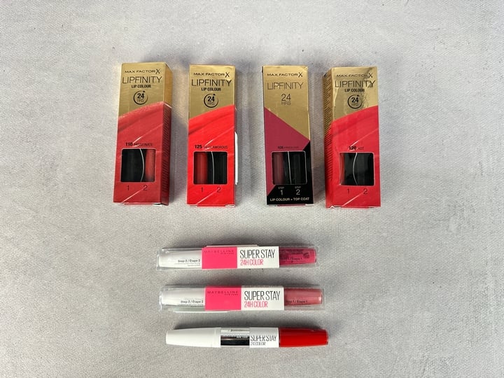 Max Factor X Lipfinity 24 HRS, Various Colours 4x Units And 3x Maybelline Super Stay 24H Colour  (VAT ONLY PAYABLE ON BUYERS PREMIUM) (BAAP10)