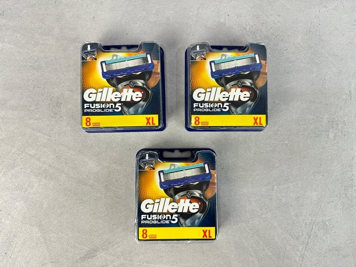 Gillette Fusion 5 proglide Razors 8 Pack x3 (VAT ONLY PAYABLE ON BUYERS PREMIUM) (BAAP52)