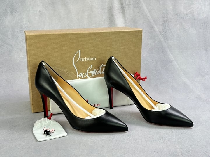 Christian Louboutin Pigalle 85 Leather Courts, With Box, Dust Bags And Spare Heel Tips - Size 39.5