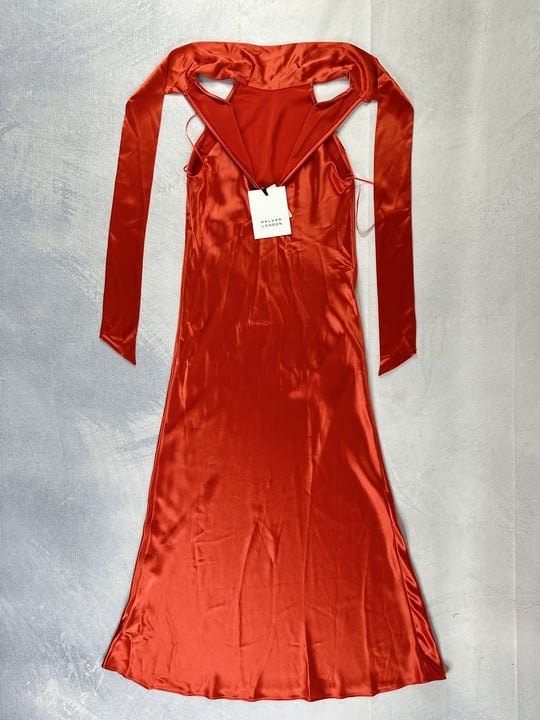 Galvan Sienna Dress In Coral  - Size UK 8