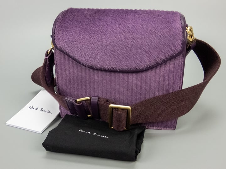 Paul Smith Purple Leather Cross Body Bag With Tags And Dustbag - 17x14x8cm Approx  (VAT ONLY PAYABLE ON BUYERS PREMIUM)