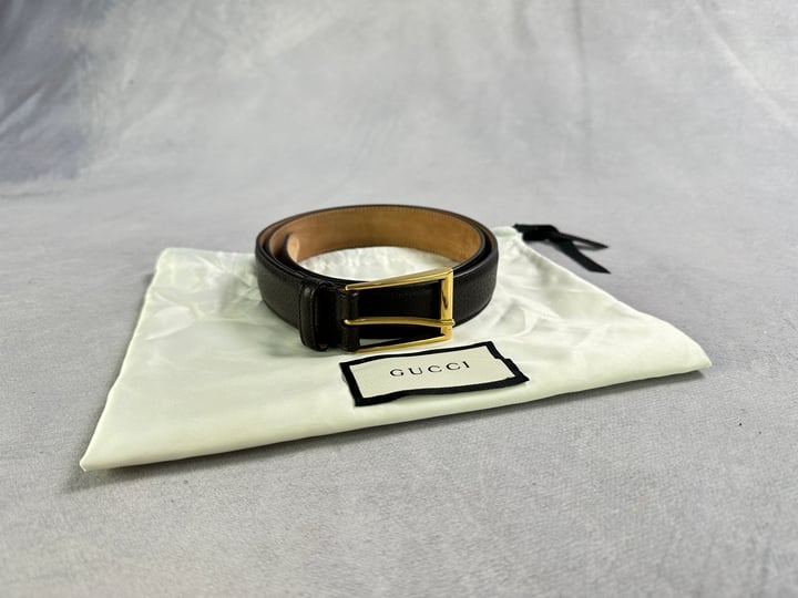 Gucci Black Leather Belt With Dust Bag REF:429028/CW10T - Size 85.34 (VAT ONLY PAYABLE ON BUYERS PREMIUM)