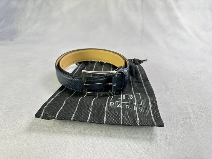 Balmain Blue Leather Belt With Dust Bag REF:17166,07-8484 - Size 33 (VAT ONLY PAYABLE ON BUYERS PREMIUM)