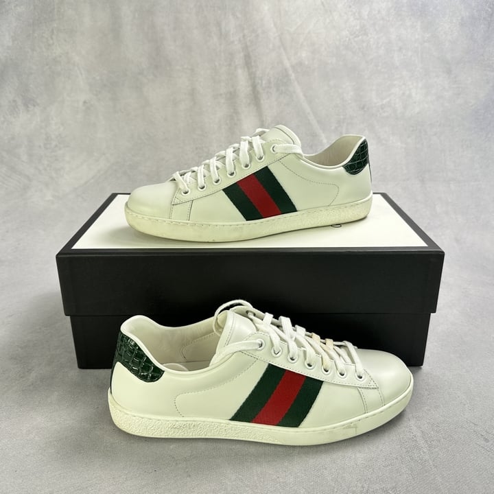 Gucci Ace Crocodile Sneakers With Box - Size 6 (VAT ONLY PAYABLE ON BUYERS PREMIUM)