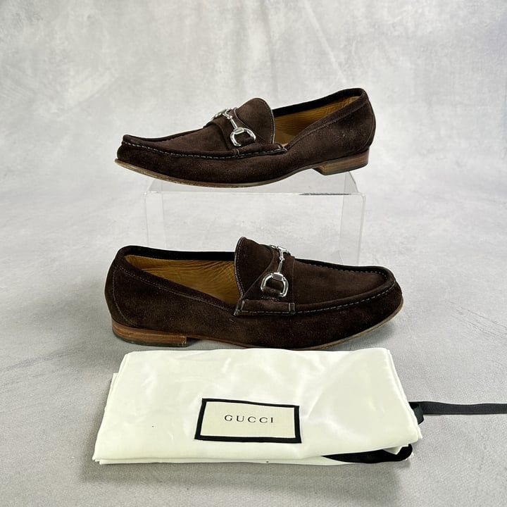 Gucci Horse bit Brown Suede Loafers With Dust Bags - Size 6.5 (VAT ONLY PAYABLE ON BUYERS PREMIUM)