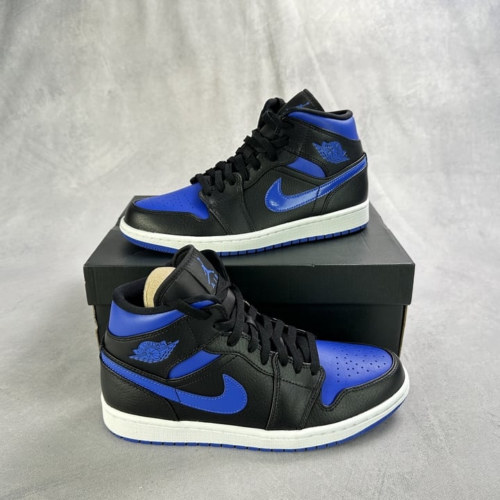 Air Jordan 1  Mid 'Royal' Sneakers With Box REF:554724-068 - Size UK 7 (VAT ONLY PAYABLE ON BUYERS PREMIUM)