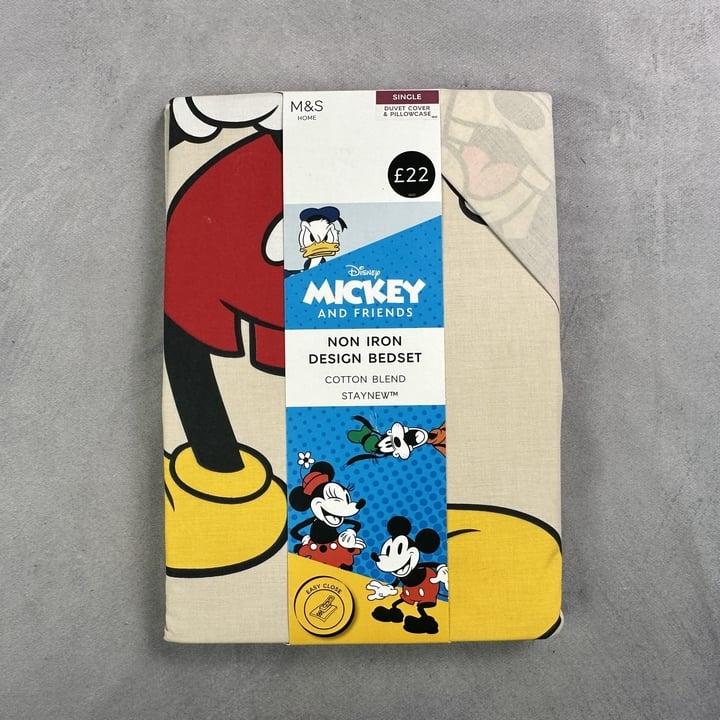 M&S Disney Mickey & Friends Non Iron Single Bed Set, Cotton Blend Staynew (VAT ONLY PAYABLE ON BUYERS PREMIUM)