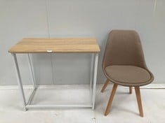 2 X HOMEWARES INCLUDING OAK COLOURED BEDSIDE TABLE .