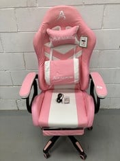 ALFORDSO RACING GAMING CHAIR GAMER CHAIR WITH MASSAGE ERGONOMIC GAMER CHAIR WITH HEADREST, FOOTREST AND LUMBAR MASSAGE CUSHION, PADDED GAMING CHAIR, PU LEATHER, PINK (P.V.P 159'99€).