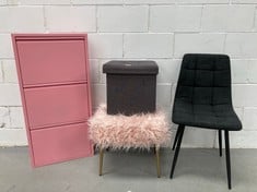 4 X HOMEWARES INCLUDING PINK POUFFE .