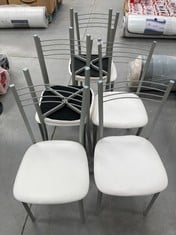 6 X WHITE KITCHEN CHAIRS .