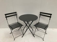 SET OF 3 GARDEN FURNITURE, TABLE AND 2 CHAIRS, GARDEN, OUTDOOR, FOLDING, TABLE AND CHAIRS FOR TERRACE, RETRO STYLE, WITH STEEL STRUCTURE, BISTRO STYLE, ANTI-SLIP FEET, SMALL BALCONIES, TERRACES.