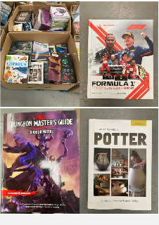 PALLET OF A VARIETY OF BOOKS IN DIFFERENT LANGUAGES INCLUDING A COMPLETE GUIDE TO F1.