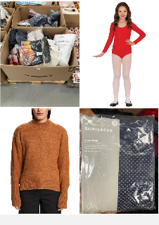 PALLET OF ASSORTED ITEMS INCLUDING CHILDREN'S LONG SLEEVED RED ONESIE.