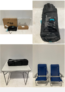 4 X CAMPING ITEMS INCLUDING LARGE BEACH TENTS, 2.1M (7FT) HIGH, 2.7M (9FT) X 2.7M (9FT), REINFORCED CORNERS AND A COOLER POCKET (TEAL).