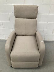 ZZ DON DESCANSO - BEIGE VERONA FABRIC RECLINING ARMCHAIR, RELAX ARMCHAIR WITH FOOTREST, PUSH OPENING SYSTEM, COMPACT, 2 RECLINING POSITIONS AND ZERO POSITION, LOUNGE CHAIR RECLINING UP TO 160º(DAMAGE