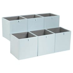 6 X FABRIC STORAGE BINS, COLLAPSIBLE, SET OF 6, JADE GREEN, 26.7 X 26.7 X 28 CM - LOCATION 12A.