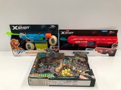 3 X CHILDREN'S TOYS VARIOUS MODELS INCLUDING ZURU X SHOT GUN-LOCATION 15B.