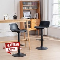 KIDOL & SHELLDER BAR STOOL SET OF 2 BLACK SWIVEL ADJUSTABLE BAR STOOL PU UPHOLSTERED BAR CHAIR,QUICK ASSEMBLY IN 5 MINUTES - LOCATION 47B.