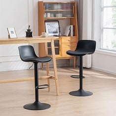 KIDOL & SHELLDER BAR STOOL SET OF 2 BLACK SWIVEL ADJUSTABLE BAR STOOL PU UPHOLSTERED BAR CHAIR,QUICK ASSEMBLY IN 5 MINUTES - LOCATION 47B.