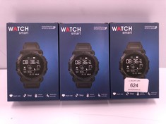 3 X SMARTWATCHES WITH BLUETOOTH, HEART RATE MONITOR, STEP COUNTER, BLOOD PRESSURE AND SEDENTARY REMINDERS