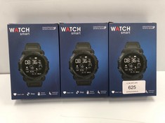 3 X SMARTWATCHES WITH BLUETOOTH, HEART RATE MONITOR, STEP COUNTER, BLOOD PRESSURE AND SEDENTARY REMINDERS