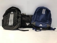 3 X ADIDAS BACKPACKS VARIOUS MODELS INCLUDING BLUE BACKPACK-LOCATION 12B.