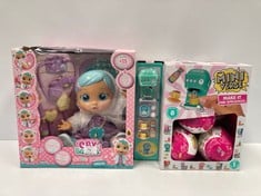 2 X TOYS VARIOUS MAKES AND MODELS INCLUDING CRY BABIES - LOCATION 30C.