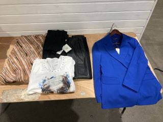 ASSORTED WOMEN SIZE 14 CLOTHING TO INCLUDE FOXA MAXI BLACK DRESS AND FRENCH CONNECTION 75WAN COLBALT BLUE BLAZER